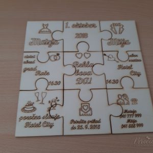 Leseno poročno vabilo Puzzle